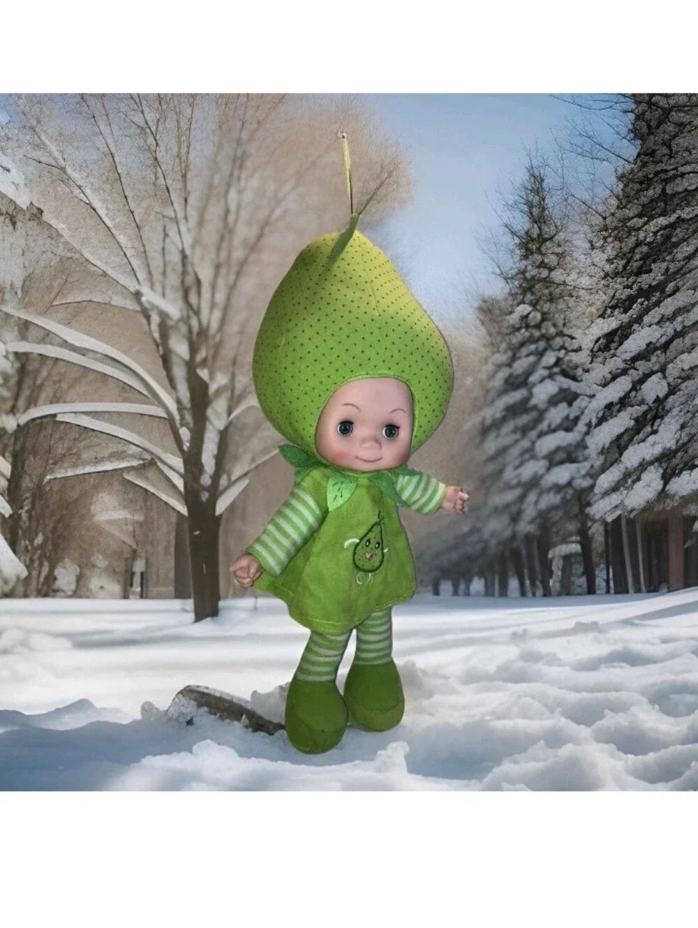 rare pear baby musical plush doll talking fruit vintage green 17